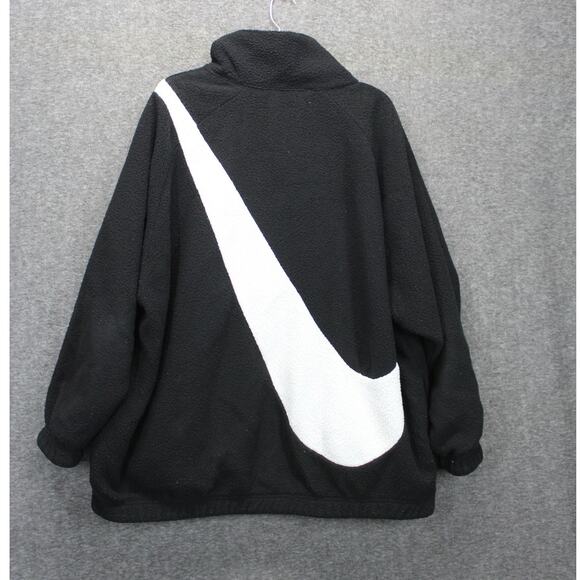 Nike Big Swoosh Reversible Boa Jacket Fleece Sherpa L Black Oversized Winter - Picture 2 of 9